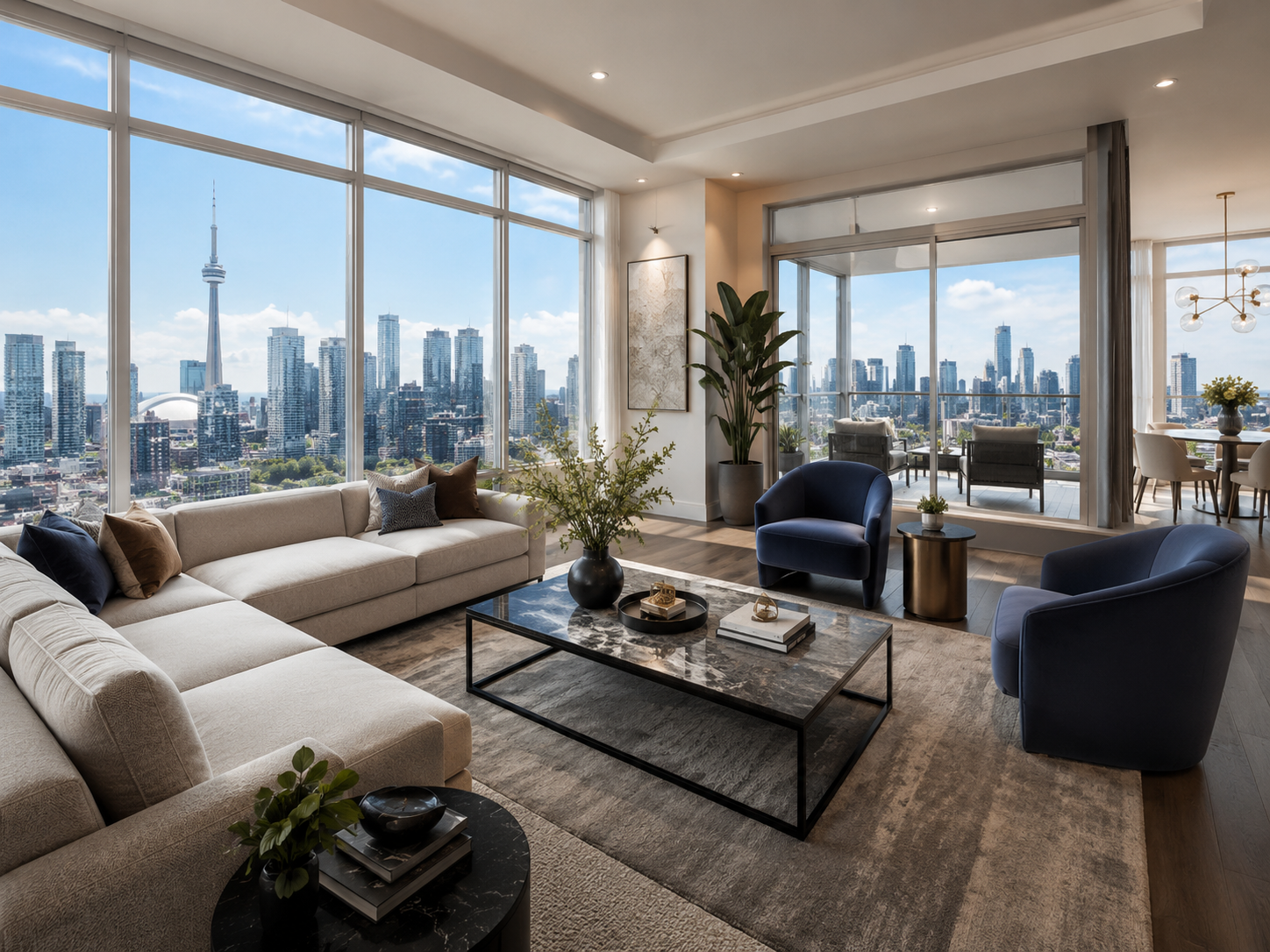 Elegant Toronto condo interior with city view
